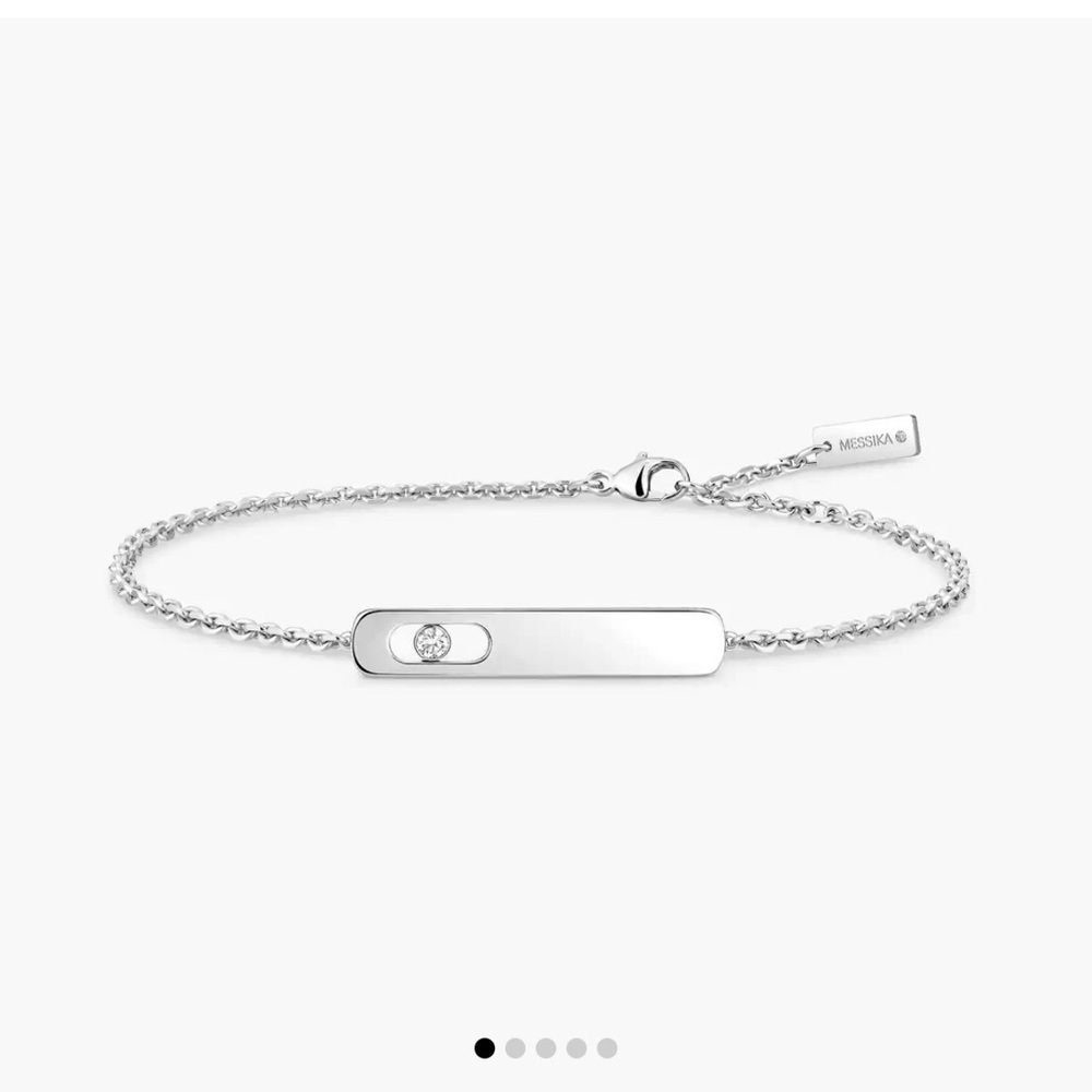 Messika Minimalist Silver Bar Bracelet with Single Diamond